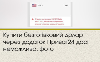 Купити безготівковий долар через додаток Приват24 досі неможливо, фото