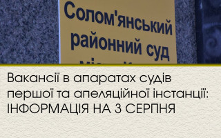 Вакансии в аппаратах судов первой и апелляционной инстанции: ИНФОРМАЦИЯ НА 3 АВГУСТА