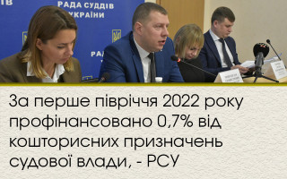 За перше півріччя 2022 року профінансовано 0,7% від кошторисних призначень судової влади, - РСУ