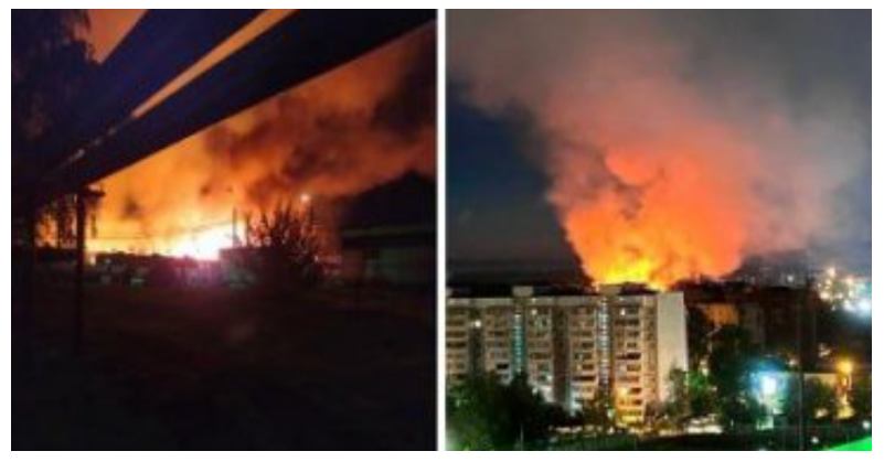 Под Москвой вспыхнул масштабный пожар на территории воинской части: видео