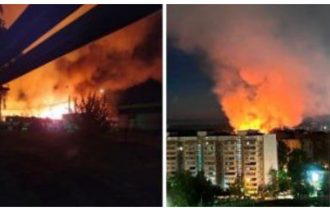 Под Москвой вспыхнул масштабный пожар на территории воинской части: видео