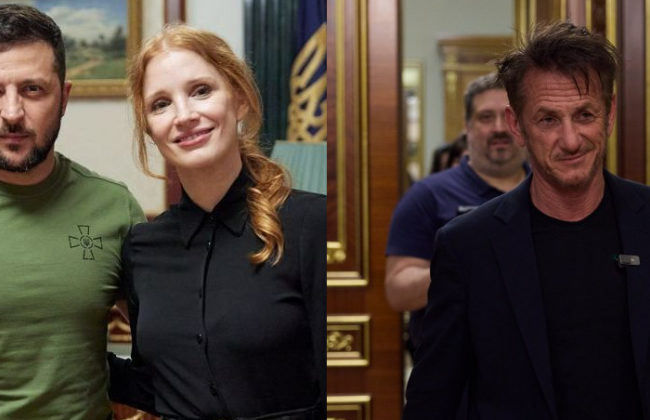 Джессіка Честейн, Шон Пенн і Бен Стіллер отримали нагороди від Зеленського