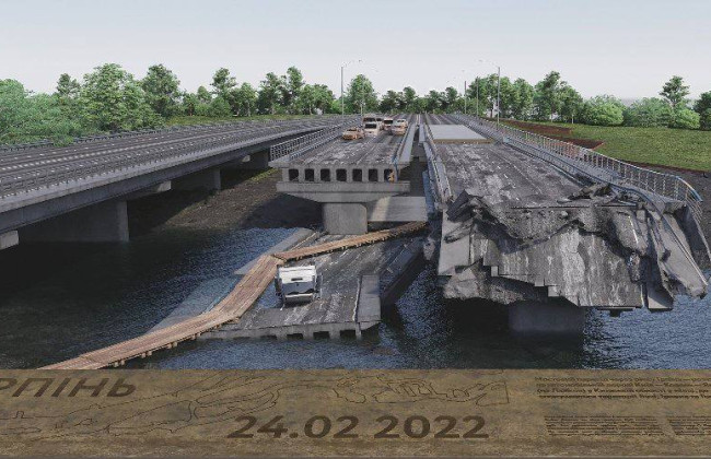 З'явився проект меморіалу «Відкритий перелом» на зруйнованому мості в Ірпені: фото
