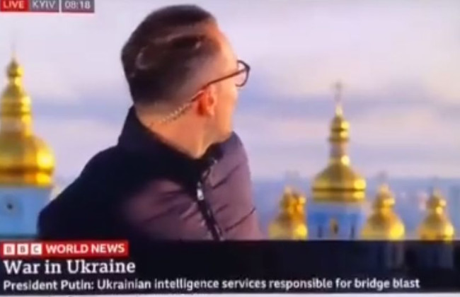 Взрыв в Киеве попал в прямой эфир телеканала BBC