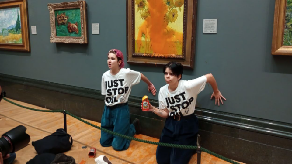 Активистки облили супом шедевр Ван Гога «Подсолнухи» в Лондонской национальной галерее