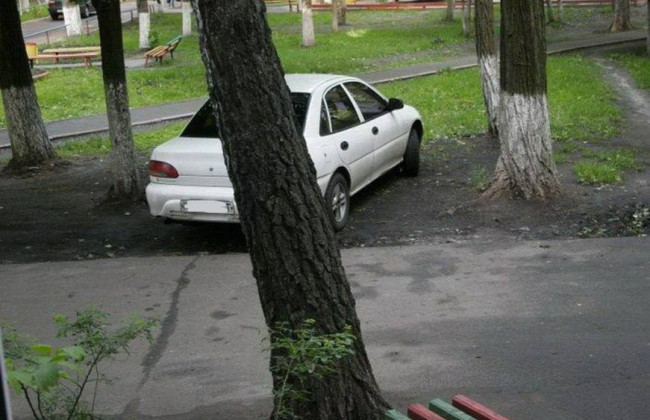 Стоянка авто на газоні - це порушення ПДР, навіть, якщо лише передніми колесами