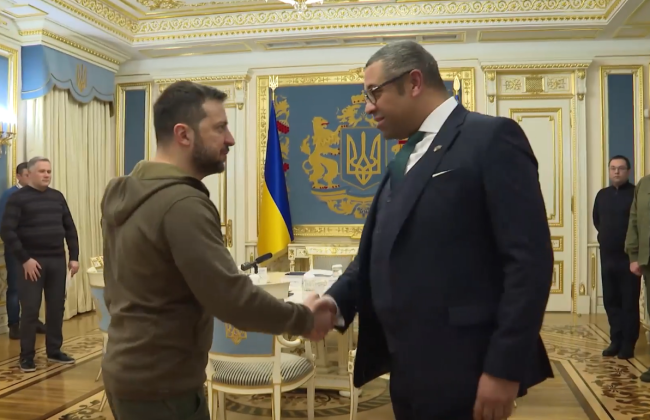 Володимир Зеленський зустрівся з державним секретарем в закордонних справах Великої Британії Джеймсом Клеверлі, відео