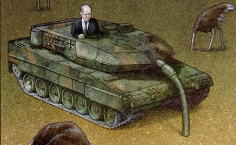 Страусы и танк Leopard: польский еженедельник изобразил Шольца на своей обложке