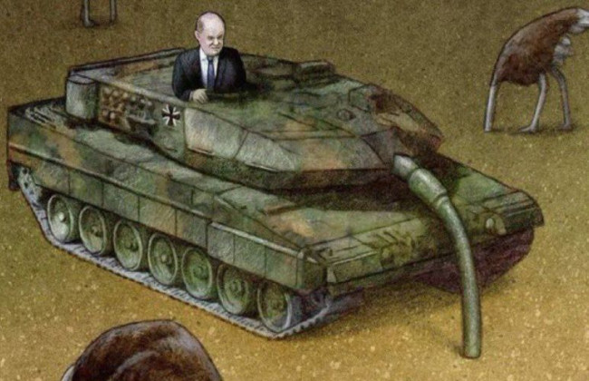 Страусы и танк Leopard: польский еженедельник изобразил Шольца на своей обложке