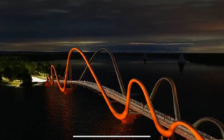 В Киеве продолжать строительство пешеходного моста с Оболонской набережной на остров Оболонский, фото