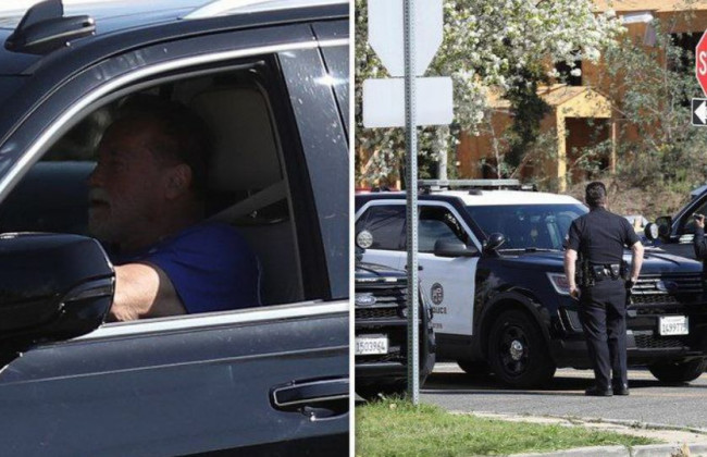 Арнольд Шварценеггер на внедорожнике сбил велосипедистку, фото