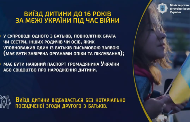 Виїзд дитини до 16 років за межі України під час війни: які правила