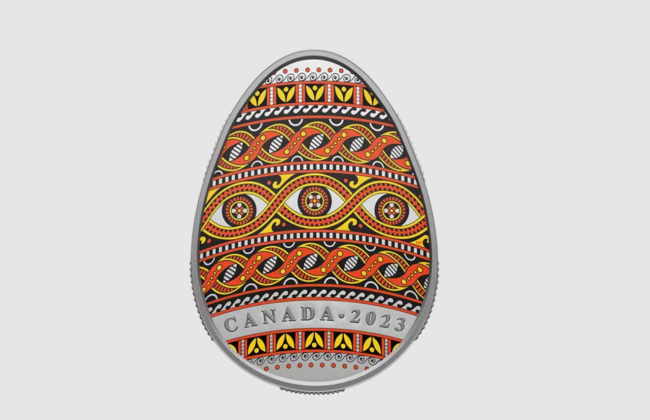 Виконана у стилі трипільського мистецтва: Королівський монетний двір Канади випустив срібну монету у формі писанки