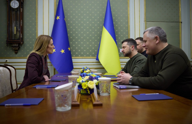 Зеленский во Львове с президентом Европейского парламента Робертой Мецолой обсудили продвижение украинской формулы мира
