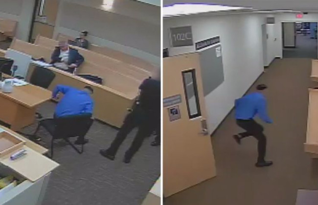 В США подозреваемый в убийстве сбежал из зала суда, но ненадолго: видео