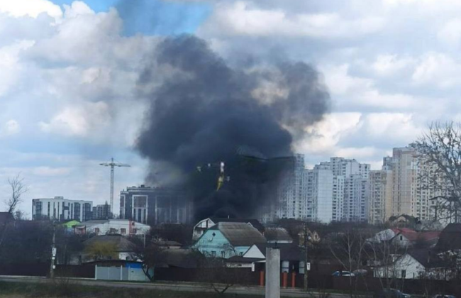 В Киеве на Троещине вспыхнул пожар в частном секторе: фото и видео