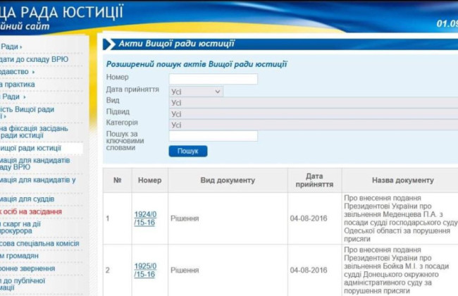 ВП Верховного Суду розглянула справу про «зникнення» з сайту ВРП актів Вищої ради юстиції щодо суддів