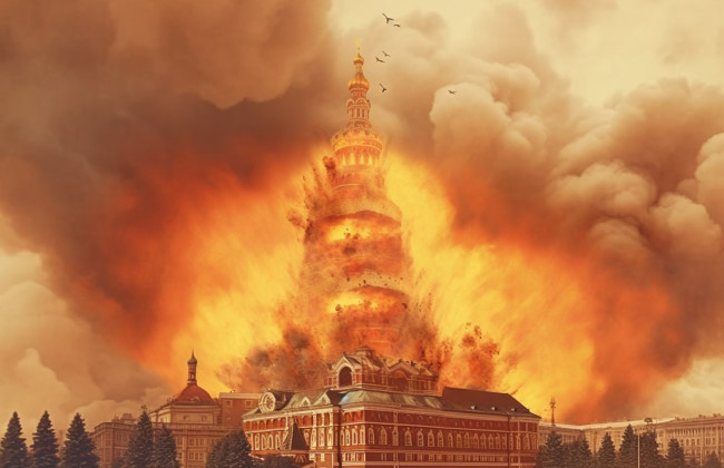 «Кремль горит»: искусственный интеллект показал, как бы это изобразили на картинах известные художники, фото