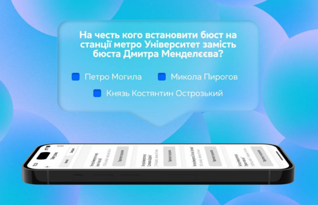 На честь кого встановити бюст на станції метро «Університет»: у застосунку «Київ Цифровий» стартувало опитування