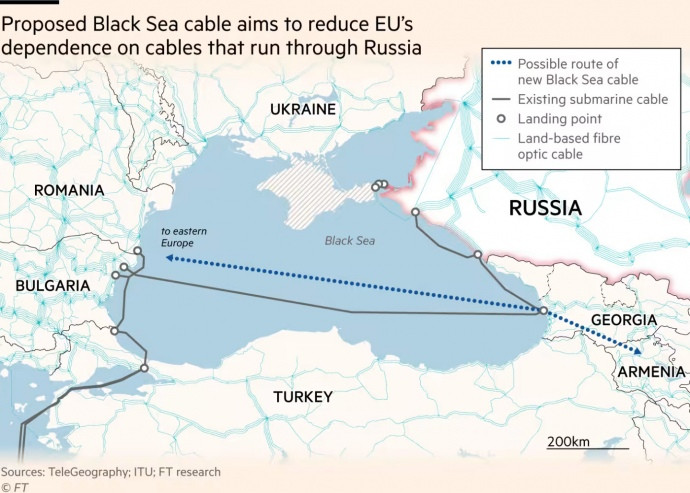 ЄС планує прокласти підводний інтернет через Чорне море до Кавказу