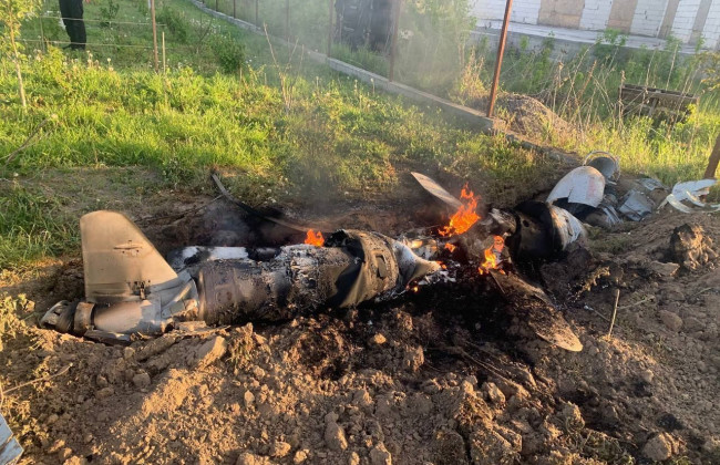 В Нацполиции показали фото обломков вражеских ракет, уничтоженных над Киевщиной