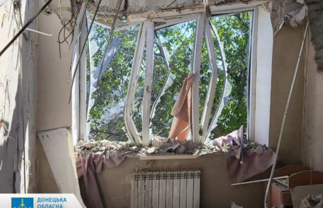 В результате удара оккупантов повреждено помещение Марьинского райсуда Донецкой области, фото