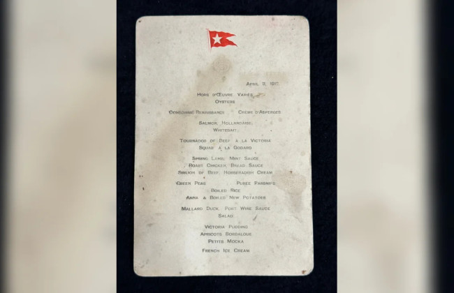 На аукцион выставили редкое первоклассное меню затонувшего Титаника