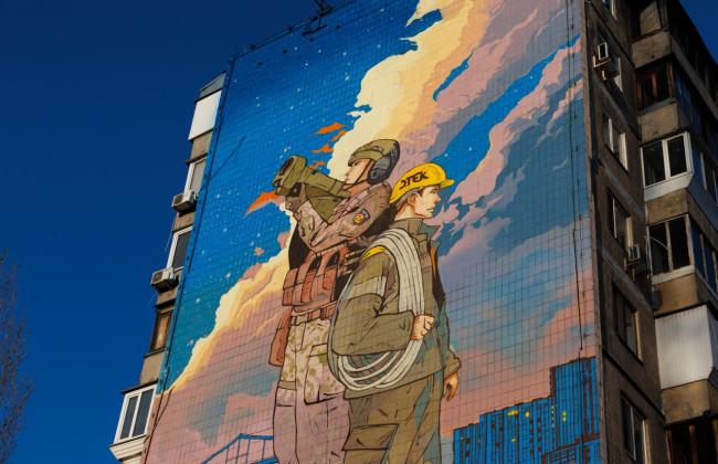 В Киеве открыли мурал «Защитники света», посвященный силам ПВО и энергетикам: фото