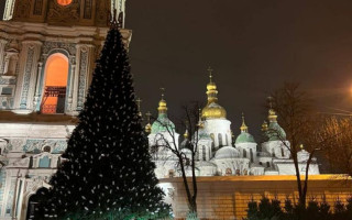 В центре Киева установили новогоднюю елку, фото