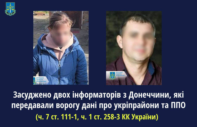 В Донецкой области судили двух информаторов, которые сдавали врагу позиции ВСУ