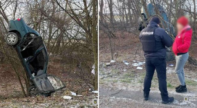 Автомобиль перевернулся и повис на дереве: в Киевской области произошло смертельное ДТП