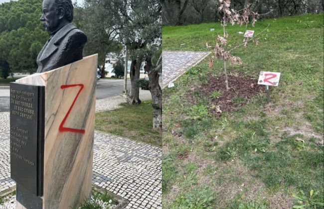 В Португалии неизвестные нарисовали на бюсте Шевченко букву «Z»