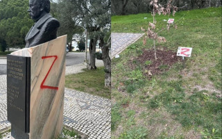 У Португалії невідомі намалювали на погрудді Шевченка літеру «Z»