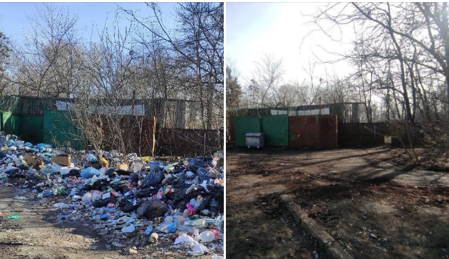 В Киеве возле станции метро «Гидропарк» убрали свалку