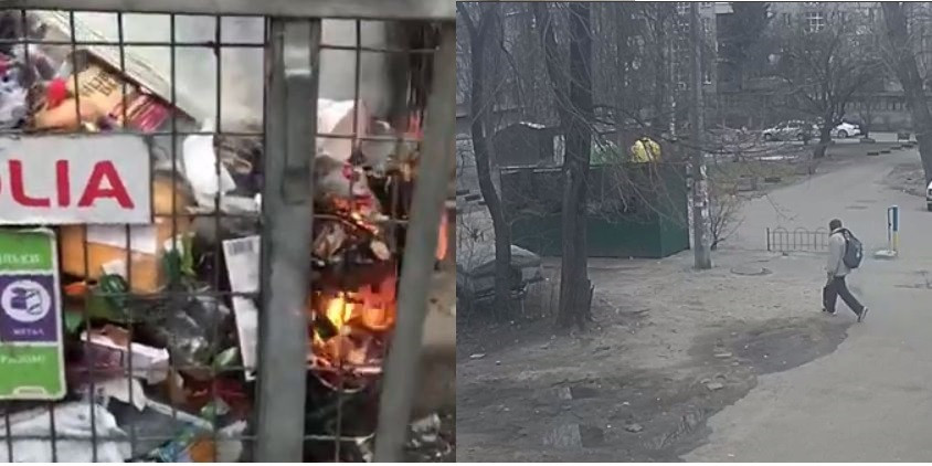 В Соломенском районе Киева орудует поджигатель: злоумышленник попал на видео