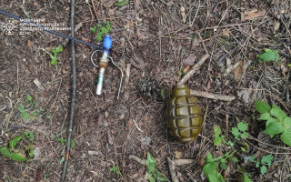 Під Києвом виявили розтяжку з гранатою, яку залишили російські загарбники, фото