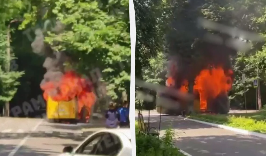 В Киеве во время движения загорелась маршрутка: транспорт полностью выгорел, фото и видео