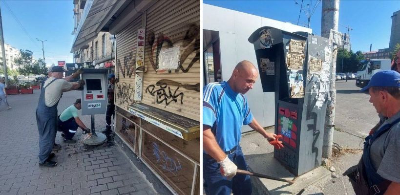 В Киеве начали демонтаж терминалов самообслуживания, фото и видео