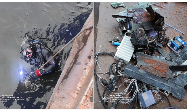 В Киеве выловили обломки российского беспилотника из Днепра