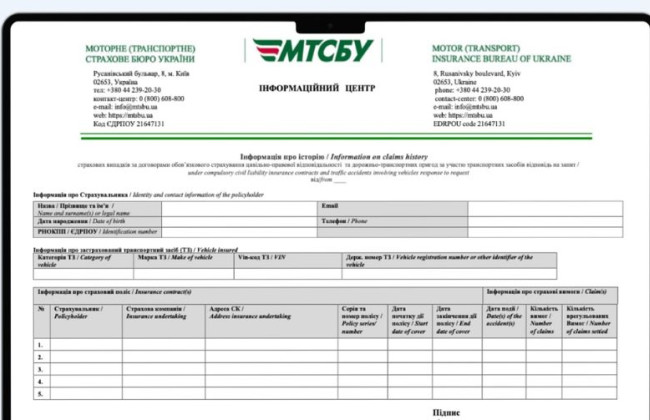 В Украине запустили автоматический сервис для мгновенного получения справки о страховой истории водителя