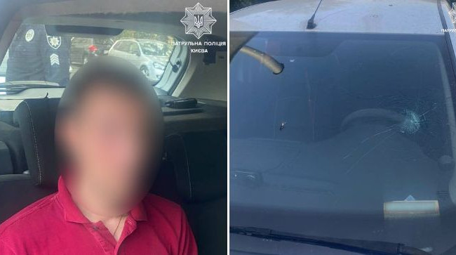 В Киеве задержали мужчину, который разбил стекло припаркованного автомобиля