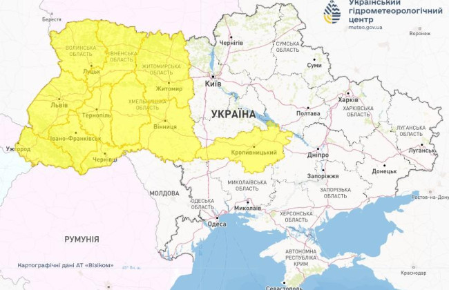 В 11 областях Украины желтый уровень опасности из-за густого тумана