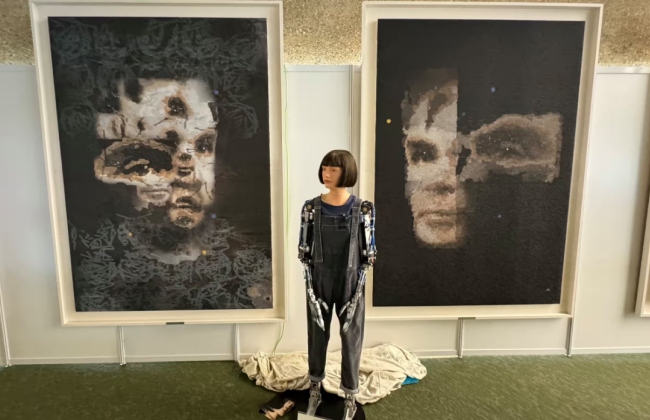 На аукционе впервые продали картину, которую создала робот-гуманоид – стоимость превысила $1 млн.