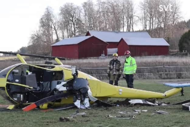 На юге Швеции сразу после взлета вертолет потерпел крушение сразу после взлета