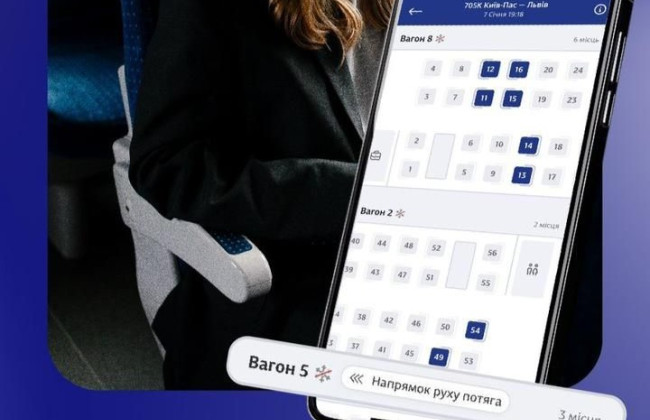 У вагонах Укрзалізниці тепер можна обрати місце за напрямком руху потяга