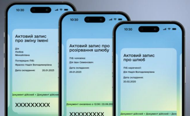 Свидетельства о рождении, браке, разводе и смене имени вновь доступны в Дії