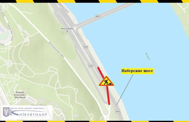 В Киеве на 2 месяца ограничат движение на эстакадном съезде с Днепровского спуска