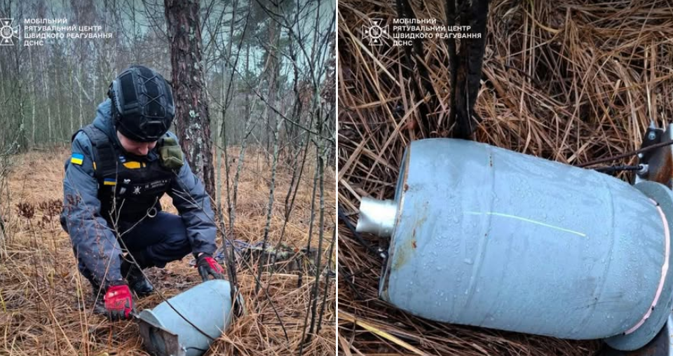 На території лісництва на Київщині знайшли бойову частину БпЛА «Герань»-2