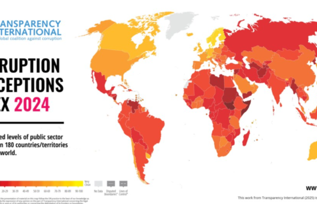 Украина ухудшила свои показатели по Индексу восприятия коррупции — за год потеряли один балл