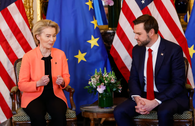 Урсула фон дер Ляйен назвала вице-президента США Джей Ди Вэнса союзником после первой встречи